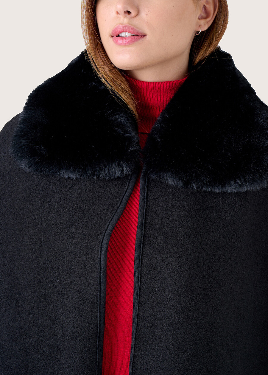 Mantella Mirta con collo in ecopelo NERO BLACKBEIGE GESSOBLUE COLONIAL Donna , immagine n. 3