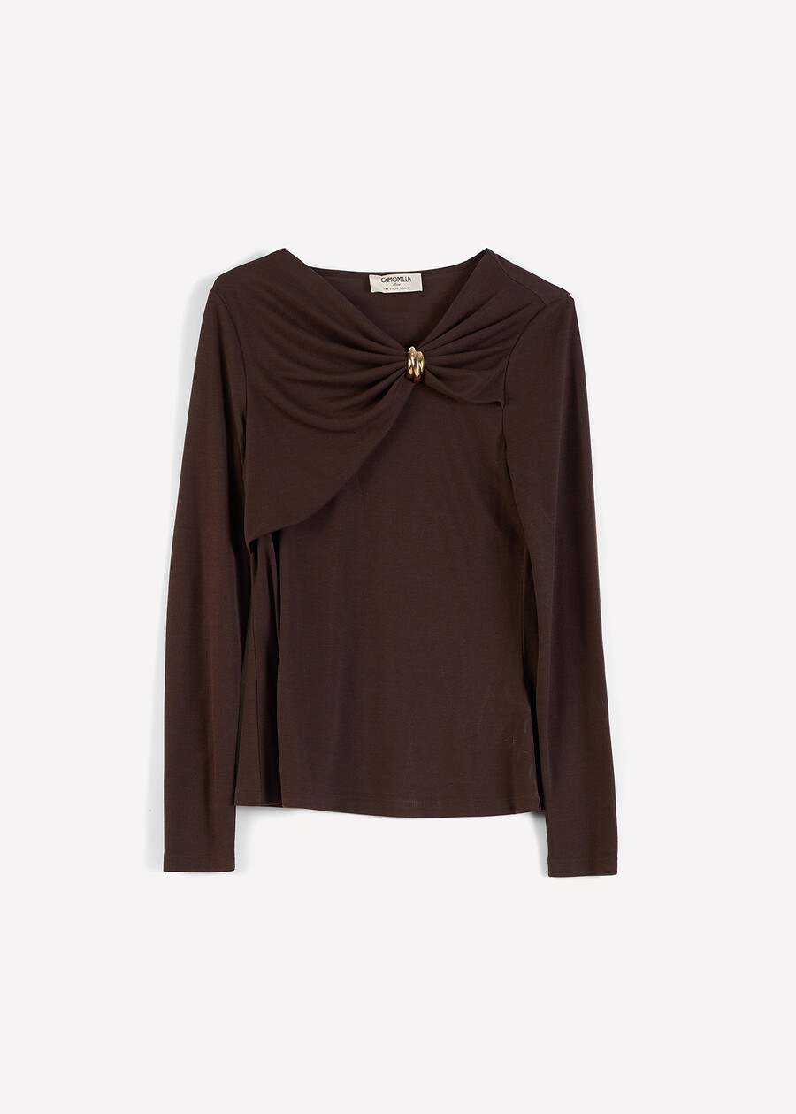 T-shirt Send drappeggiata MARRONEBLU Donna , immagine n. 5