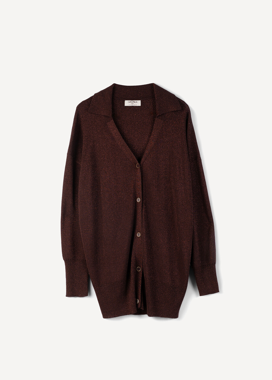 Cliff long lurex cardigan MARRONE Woman , image number 6