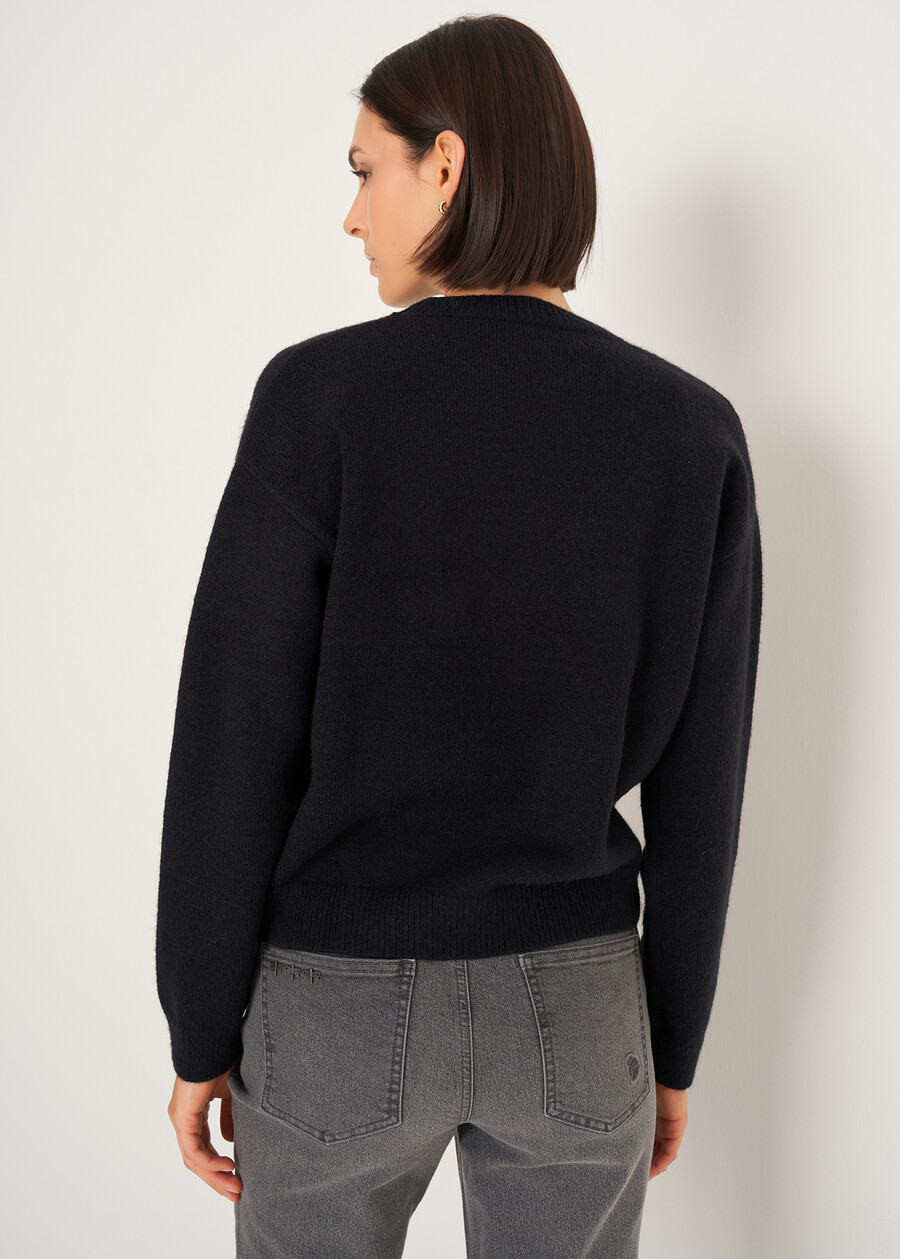 Marley sweater with 3D flowers NERO BLACK Woman , image number 3