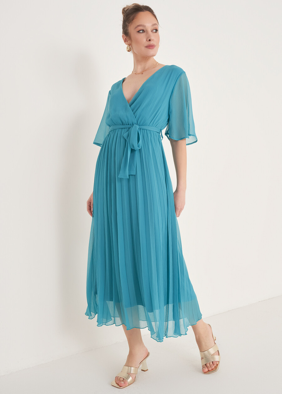 Amory Georgette Midi Dress GIALLOZAFFIBLUE TURCHESE Woman , image number 2