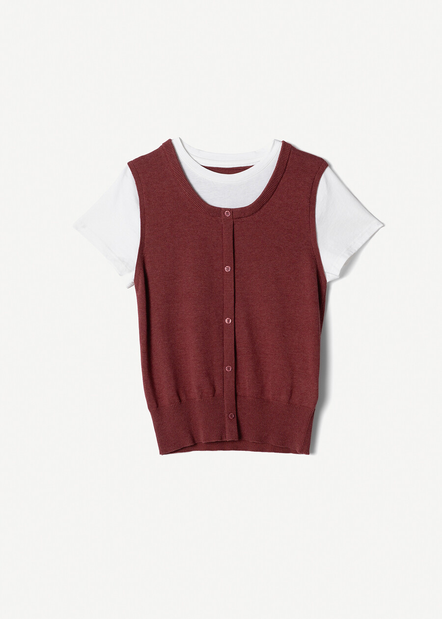 Maglia Siria modello fake gilet ROSSO MAGENTA Donna , immagine n. 4