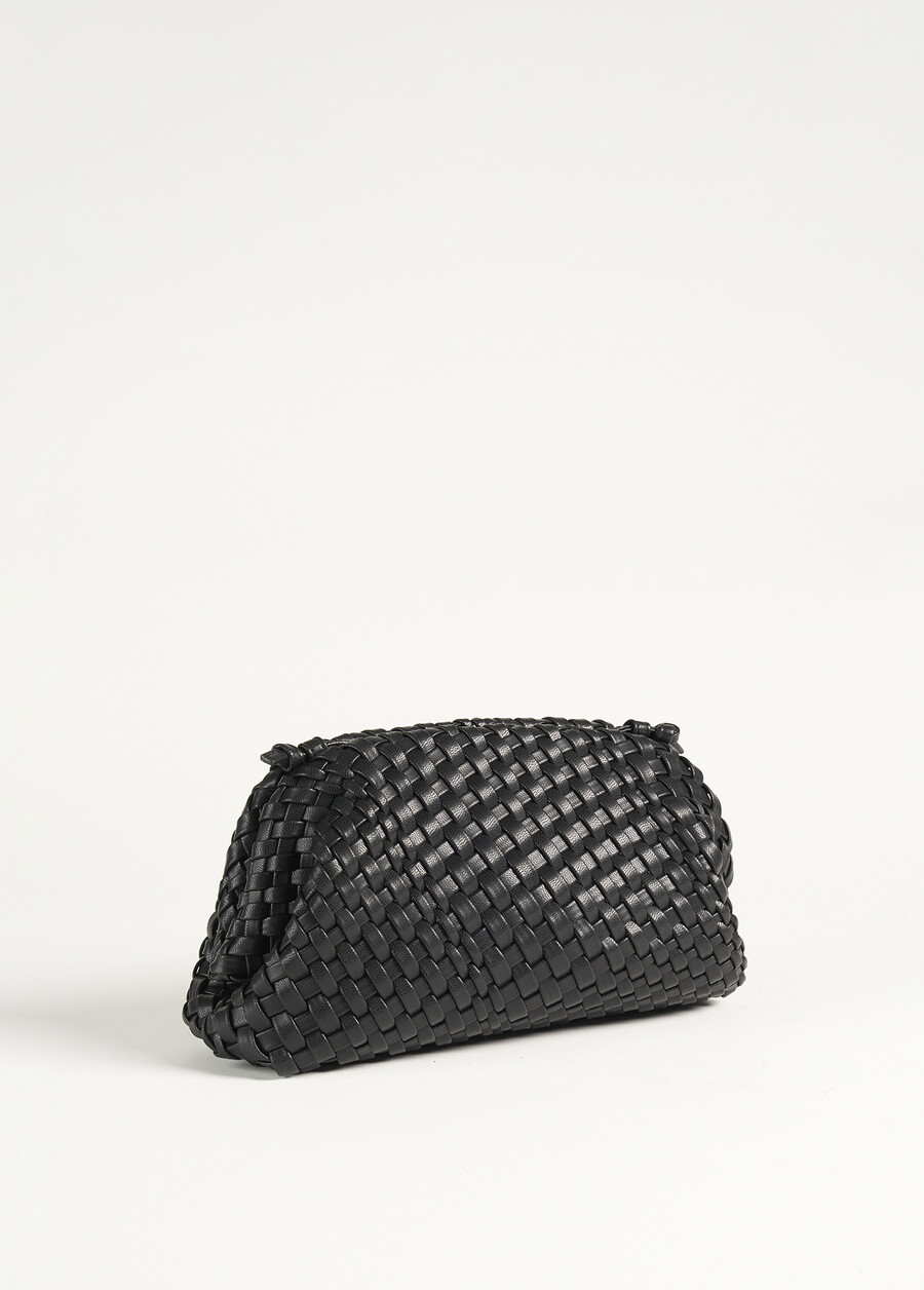 Bassina woven eco-leather clutch bag BIANCO BURRONERO BLACK Woman , image number 2