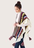 Malala cape with ethnic pattern BEIGE GESSO Woman image number 3