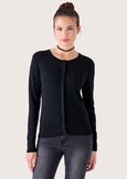 Cardigan Claude in maglia di viscosa NERO BLACKROSSO SYRAH Donna immagine n. 1