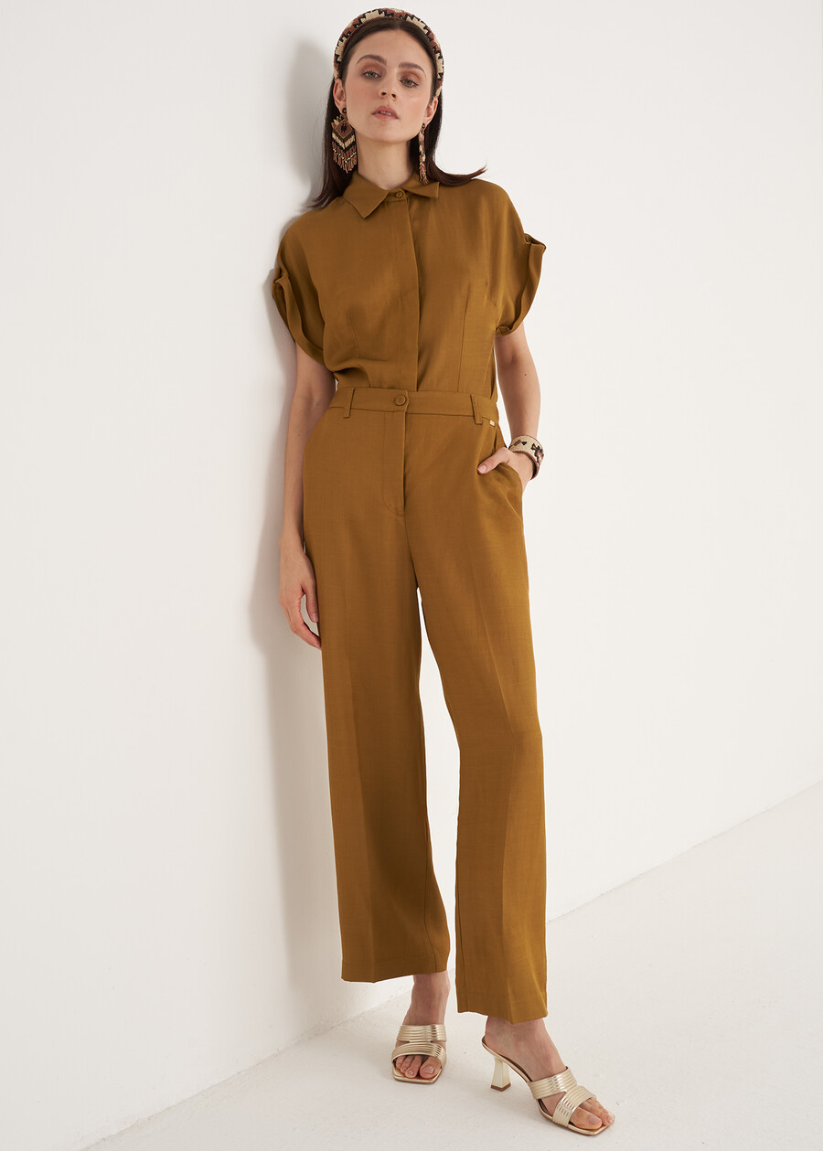 Pantaloni Paolo In Misto Lino VERDE OLIO Donna , immagine n. 2