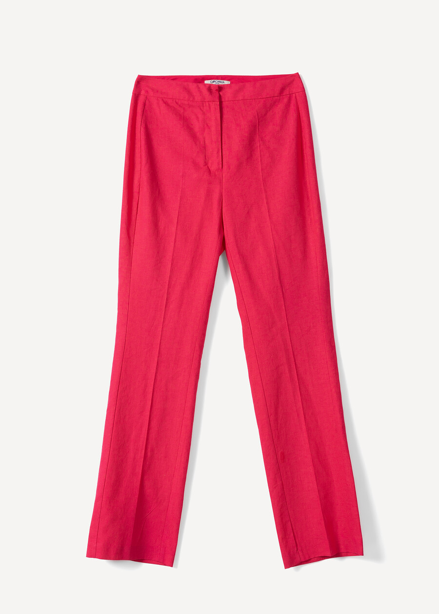 Giorgia-O linen blend trousers BLUROSABIANCO WHITEROSA FUCSIA Woman , image number 6