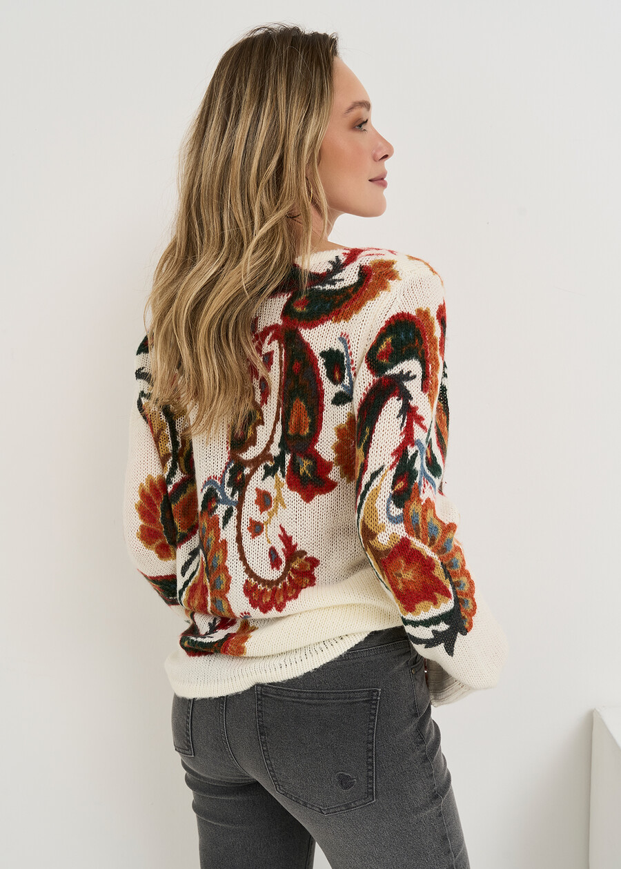 Muriel patterned crewneck sweater BIANCO WHITE Woman , image number 3