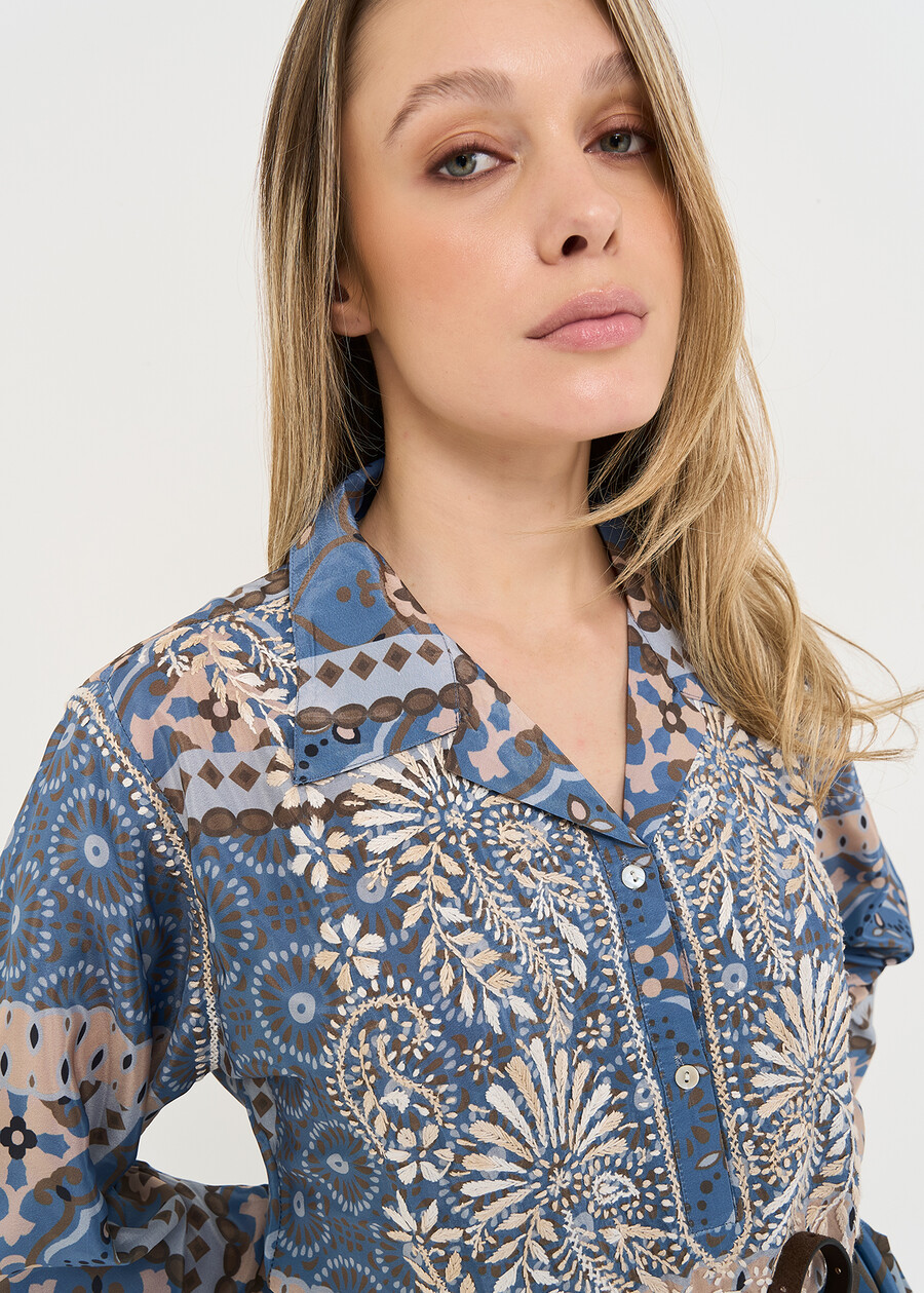 Blusa Bly stampata con ricami BLU AVIONBEIGE Donna , immagine n. 2