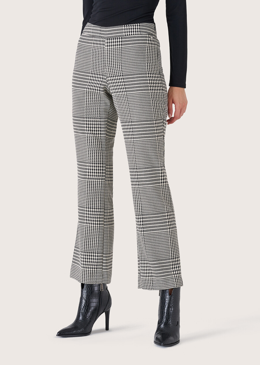 Jacqueline check pattern trousers BIANCO WHITE Woman , image number 2