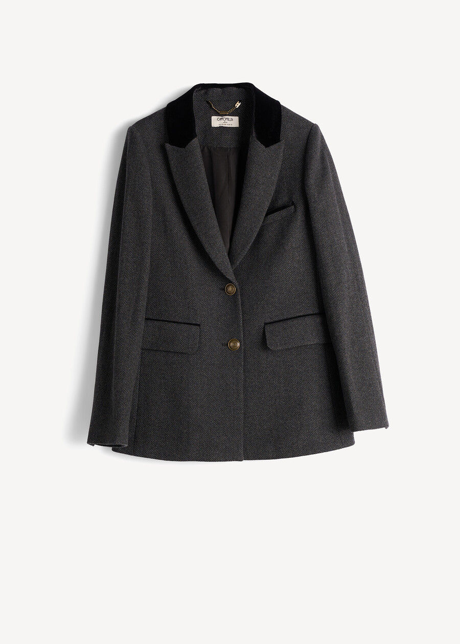 Glenda wool blazer with velvet details NERO BLACK Woman , image number 6