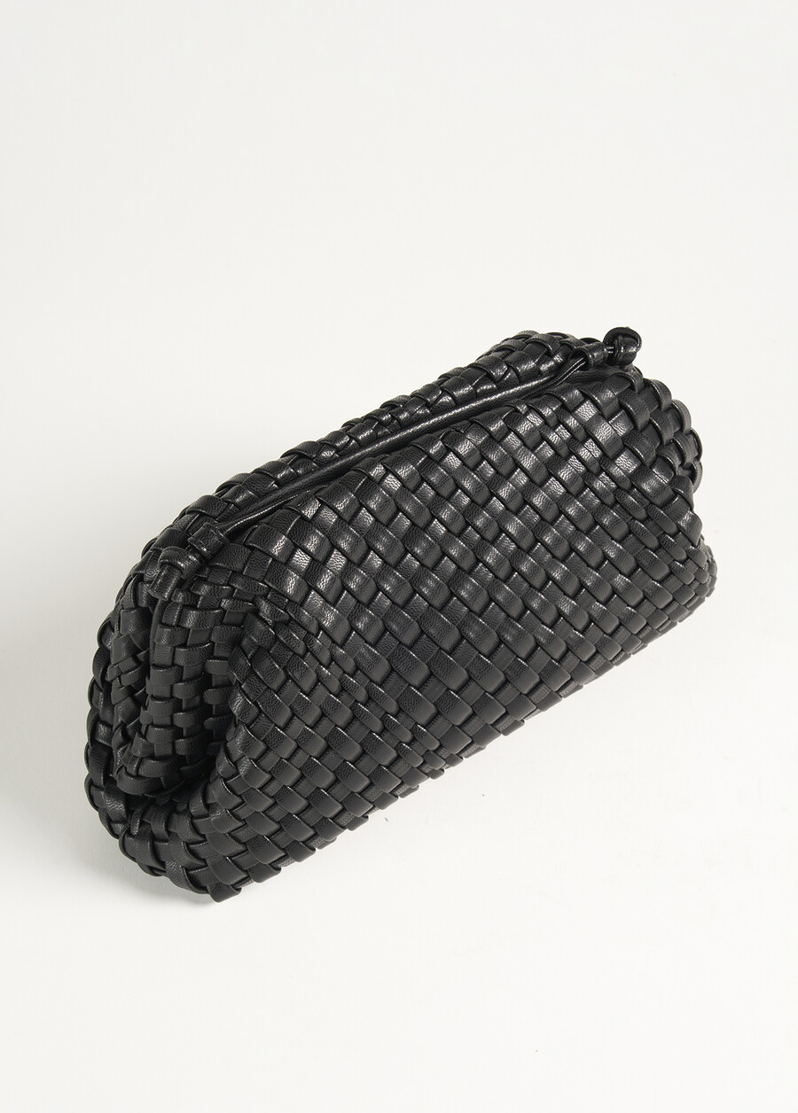 Bassina woven eco-leather clutch bag BIANCO BURRONERO BLACK Woman , image number 3