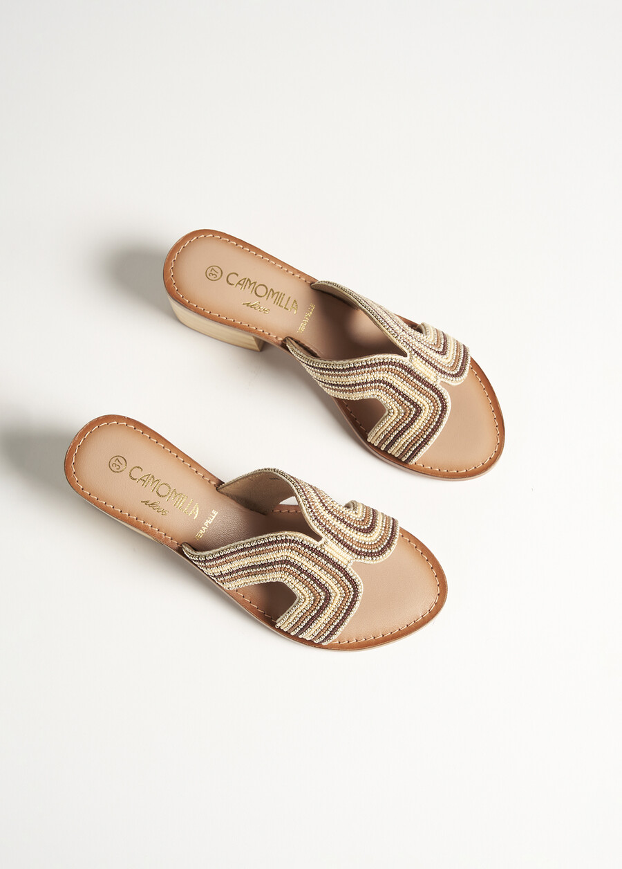 Scelum sandals with beads BEIGE SAFARI Woman , image number 2