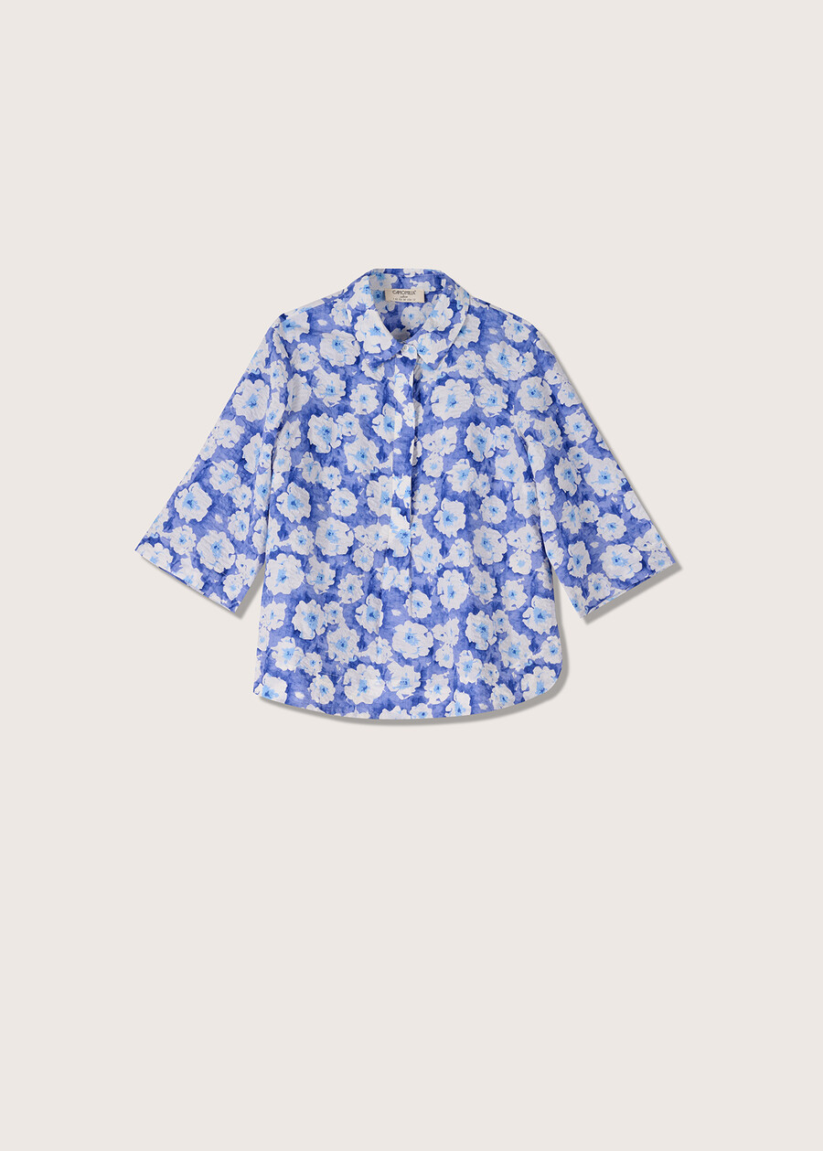 Caroly 100% cotton blouse BLU ABISSO Woman , image number 4