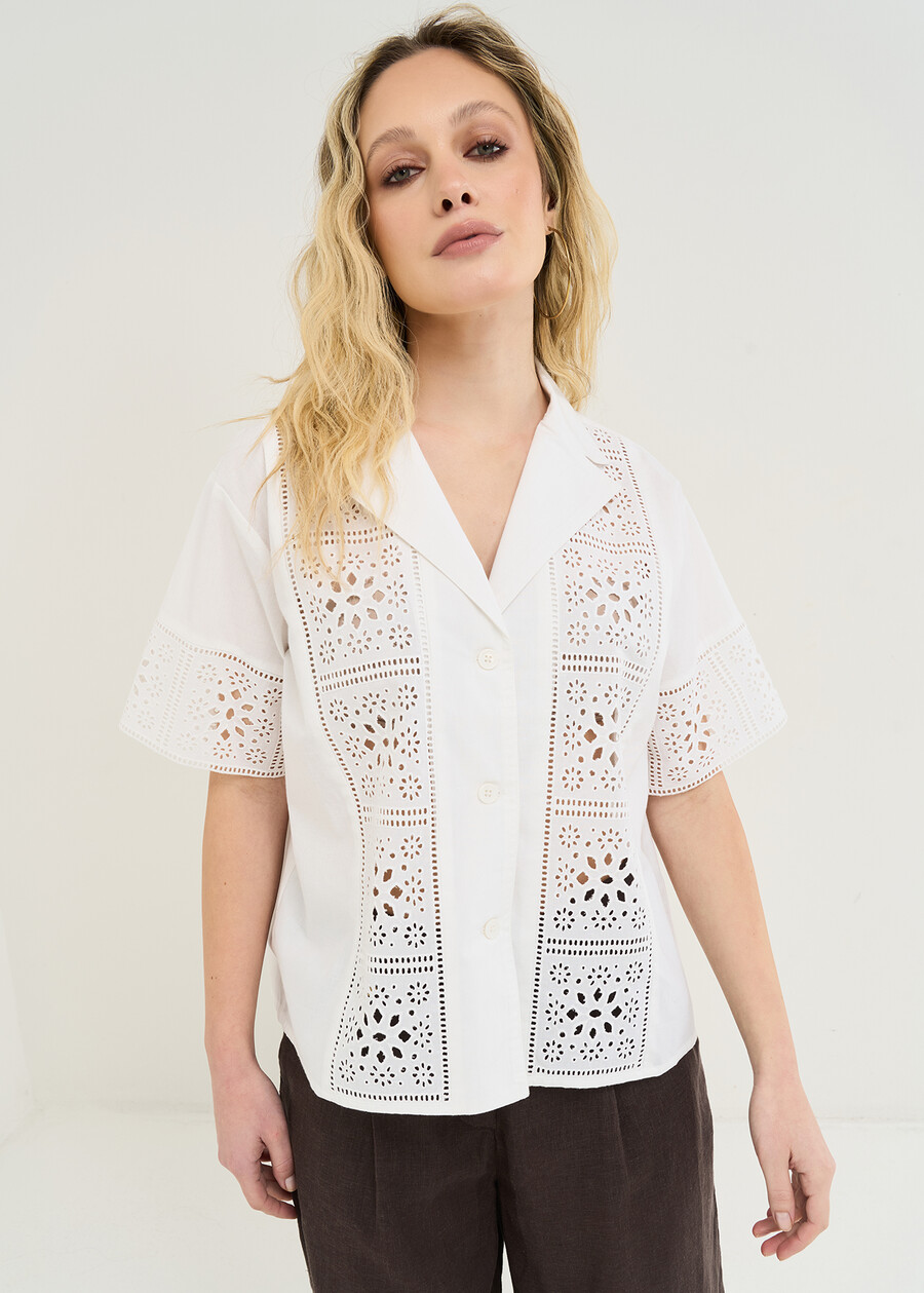 Cammy shirt with openwork embroidery BIANCO WHITE Woman , image number 1