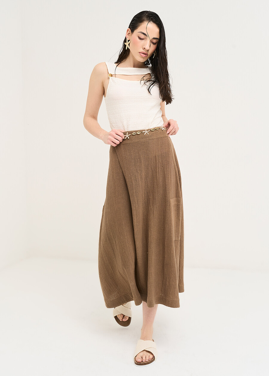 Canotta Titan in lino e cotone BEIGE LATTE Donna , immagine n. 5