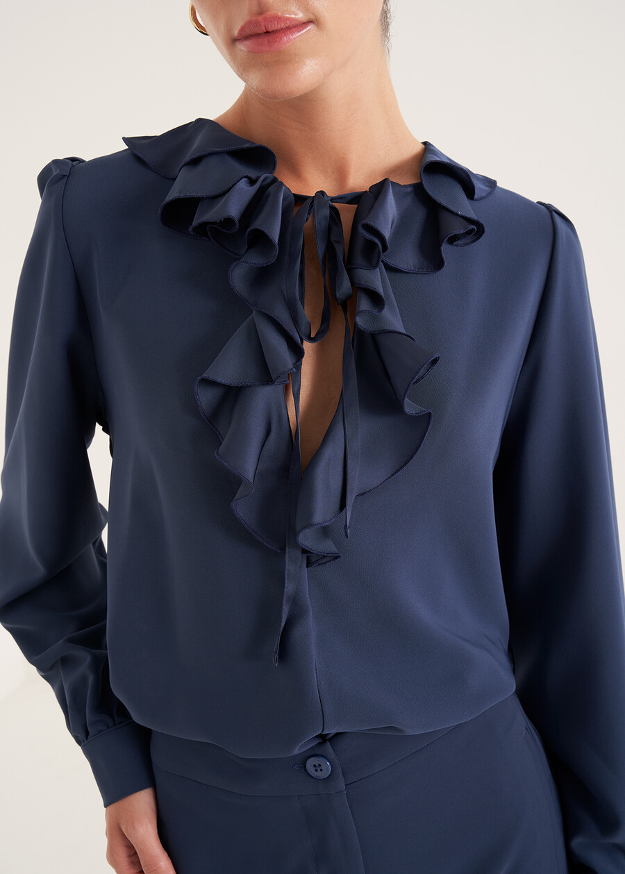 Cristel blouse with ruffles BLU MIDNIGHT Woman , image number 2