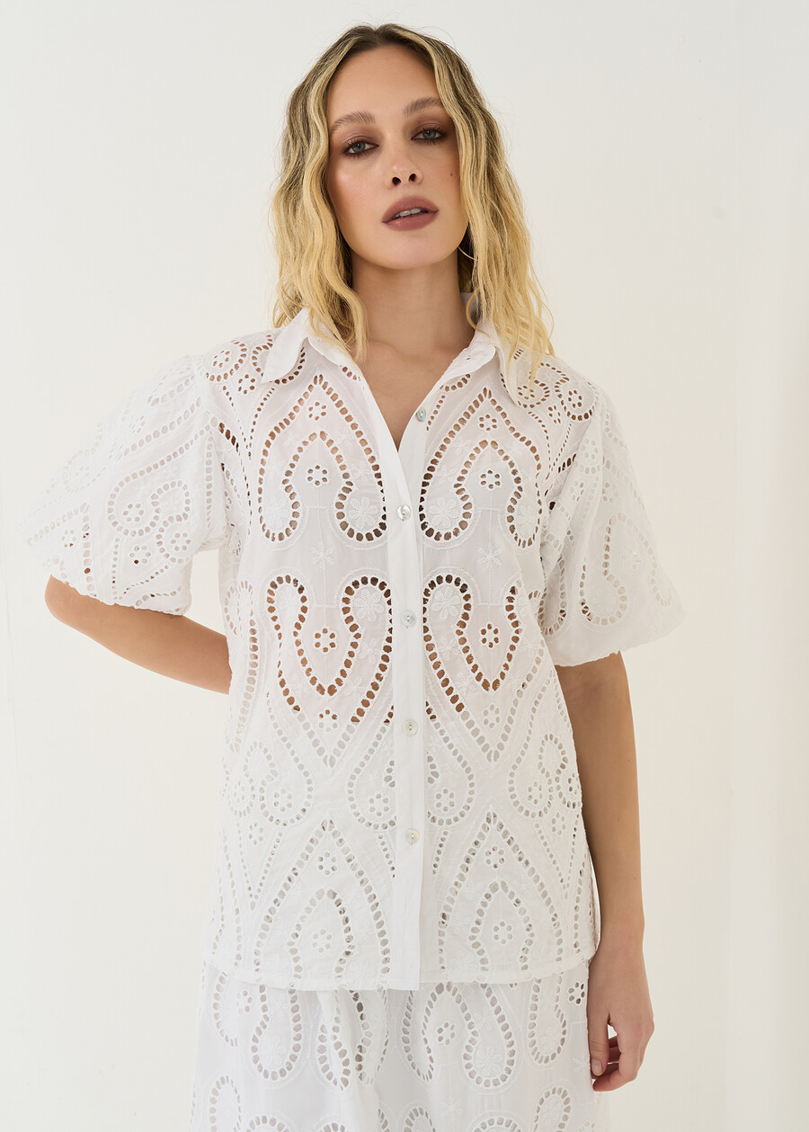 Cleopatra openwork shirt BIANCO WHITE Woman , image number 1