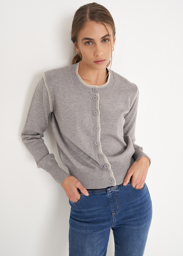 Cardigan Como in filo di viscosa GRIGIO GREY Donna null