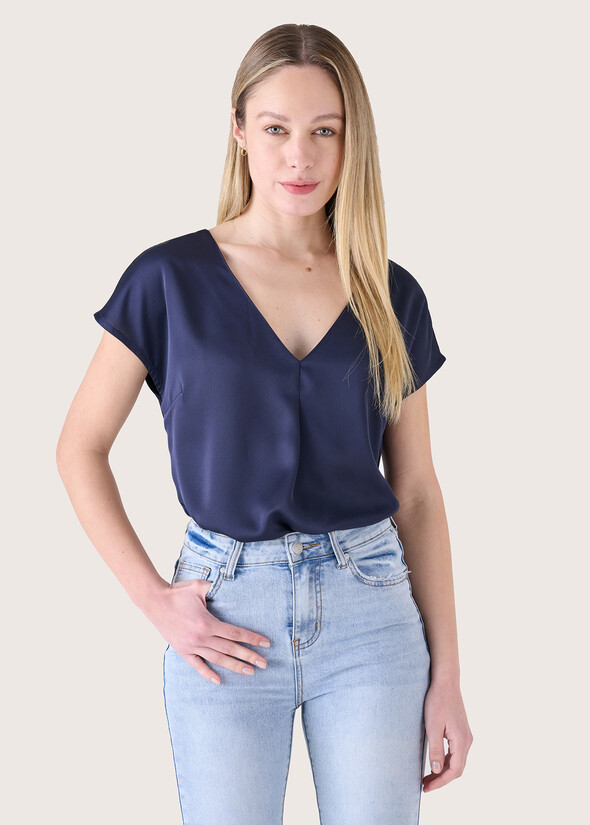 Bali double fabric t-shirt BLUE OLTREMARE  Woman null