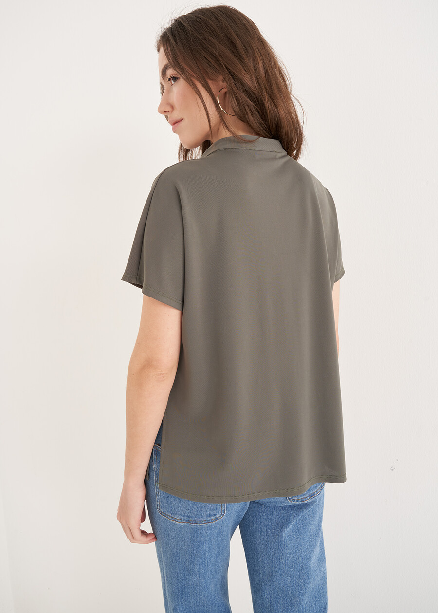 T-shirt Selva Con Collo Coreana VERDEMARRONE TERRA Donna , immagine n. 4