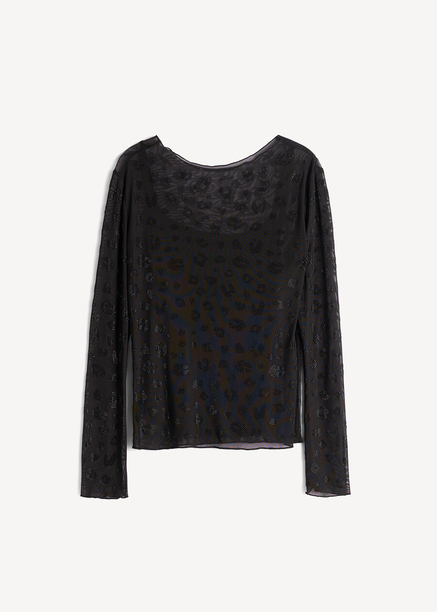 T-shirt Soleil mesh con strass NERO Donna , immagine n. 5