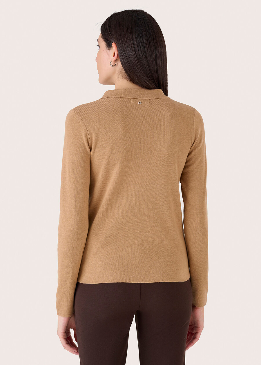 Maglia Maori con scollo a goccia BEIGE CAMMELLO Donna , immagine n. 3