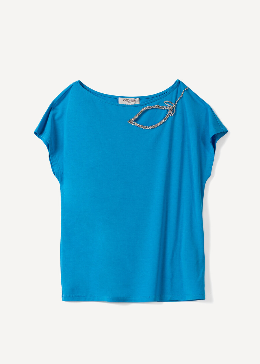 T-shirt Saily scollo strass BLU Donna , immagine n. 4