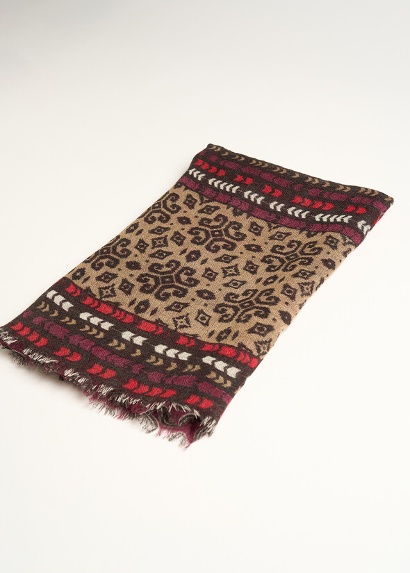 Serena patterned wool scarf ROSSO BORDEAUX Woman null