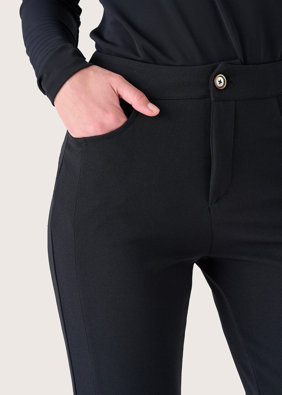 Pantalone Kate in tessuto screp NERO BLACKROSSO SYRAH Donna , immagine n. 3