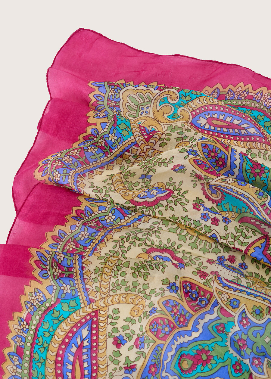 Salvias 100% silk foulard ROSA FUCSIAVERDE POLINESIABLU FRENCHAZZURRO CIANO Woman , image number 3