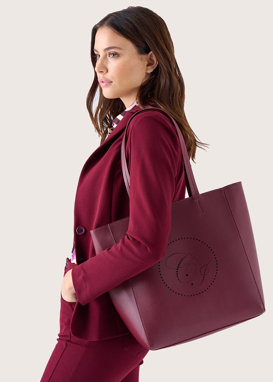 Shopping bag Bitta in ecopelle NERO BLACKBLU LAGUNABEIGE CREAMROSSO SYRAH Donna , immagine n. 1