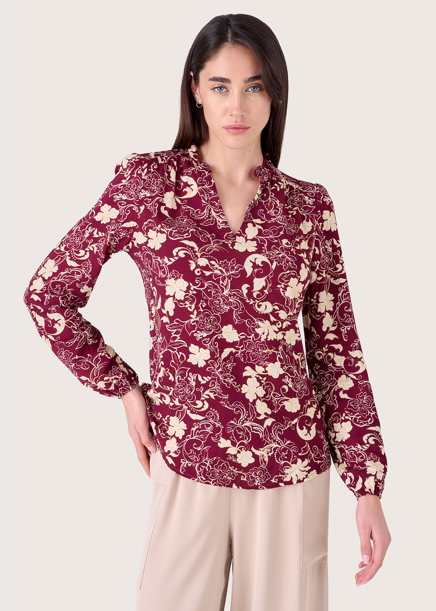 Sveva 100% viscose fabric blouse VIOLA MOSTO Woman , image number 1