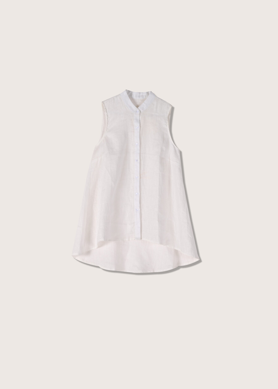 Teddy 100% linen top BIANCOVERDE PERA Woman , image number 4