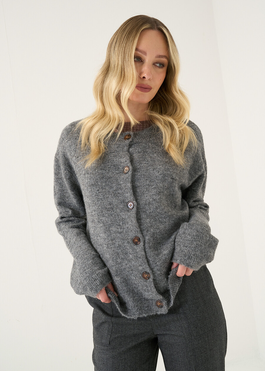 Cardigan Condor scollo tondo GRIGIO MEDIUM GREYMARRONE Donna , immagine n. 1