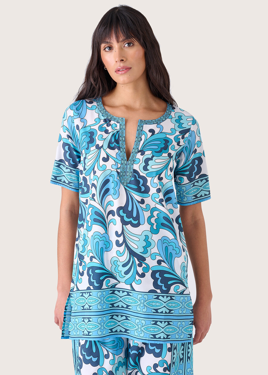Kurta Claude in crepe BLUE TURCHESE Donna , immagine n. 1
