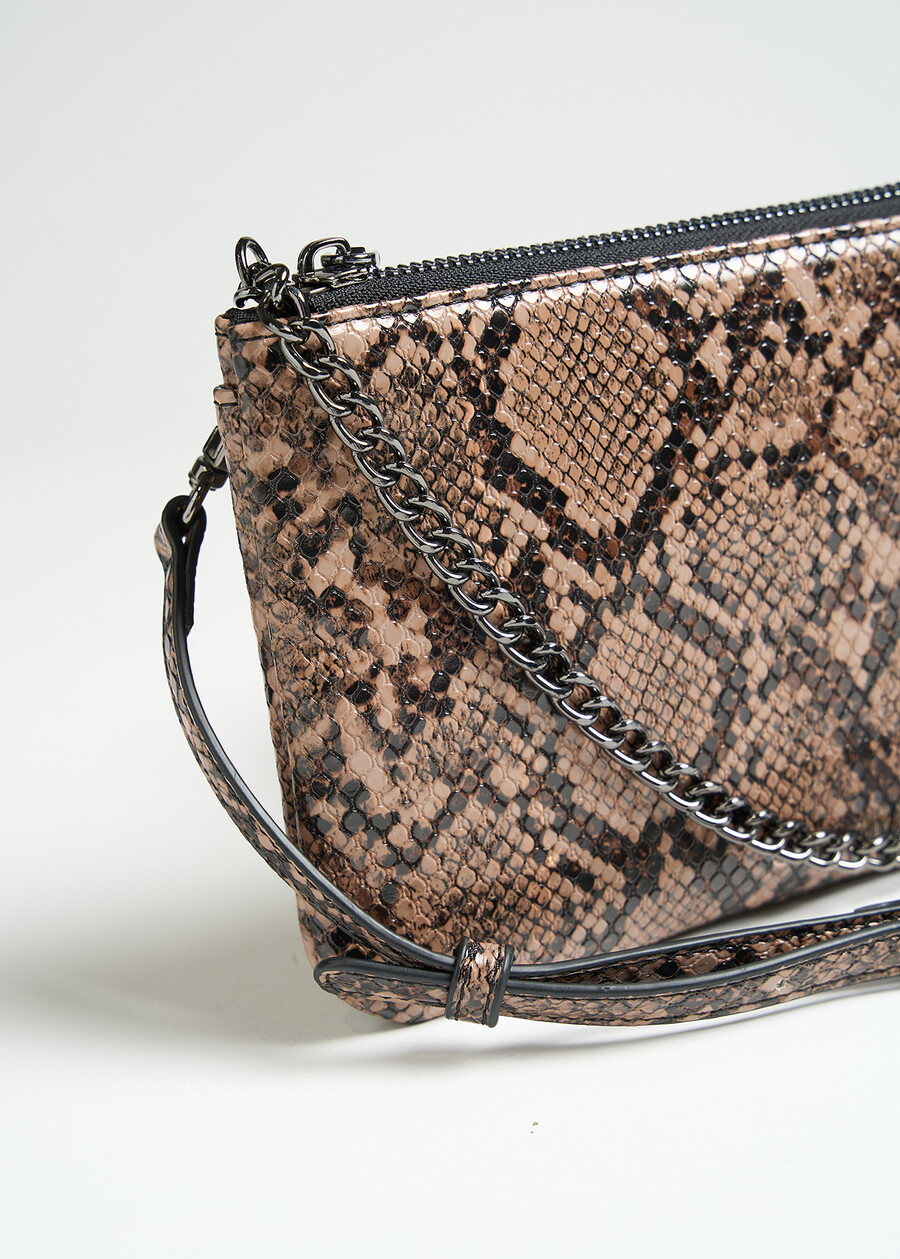 Tonga python-effect crossbody bag MARRONE Woman , image number 2