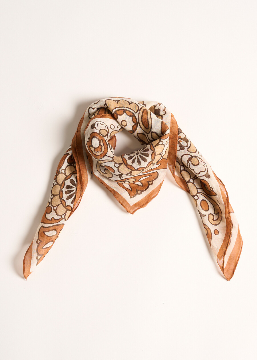 Foulard Sade in seta fantasia BLU AVIONMARRONE Donna , immagine n. 3