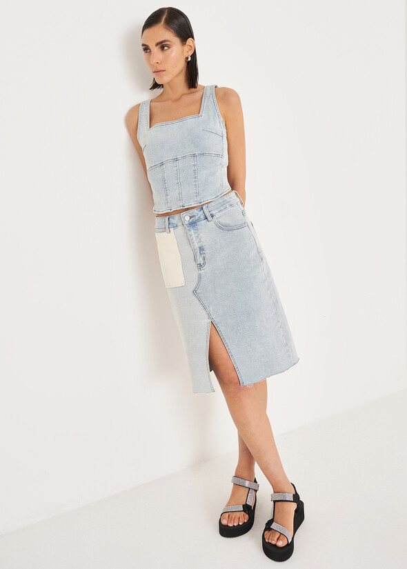 Gorgi cotton denim skirt DENIM LIGHT DENIM Woman null