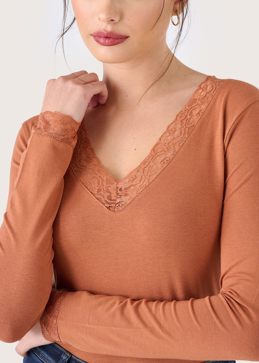 Maglia Sery in cotone modal BLUE COLONIALMARRONE SUGHERO Donna , immagine n. 2