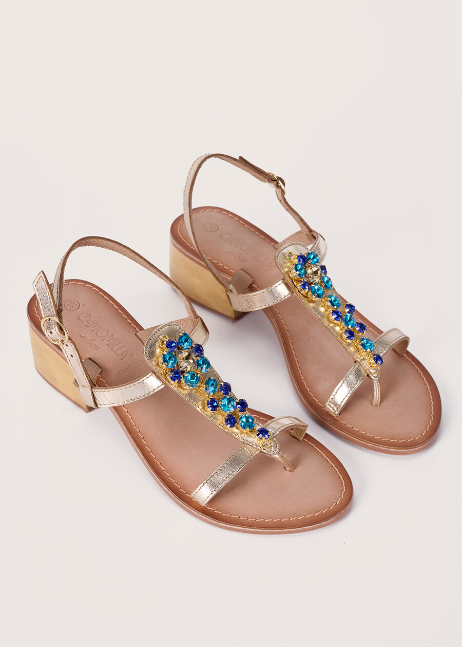 Sandalo Shaky 100% vera pelle GOLD Donna , immagine n. 1
