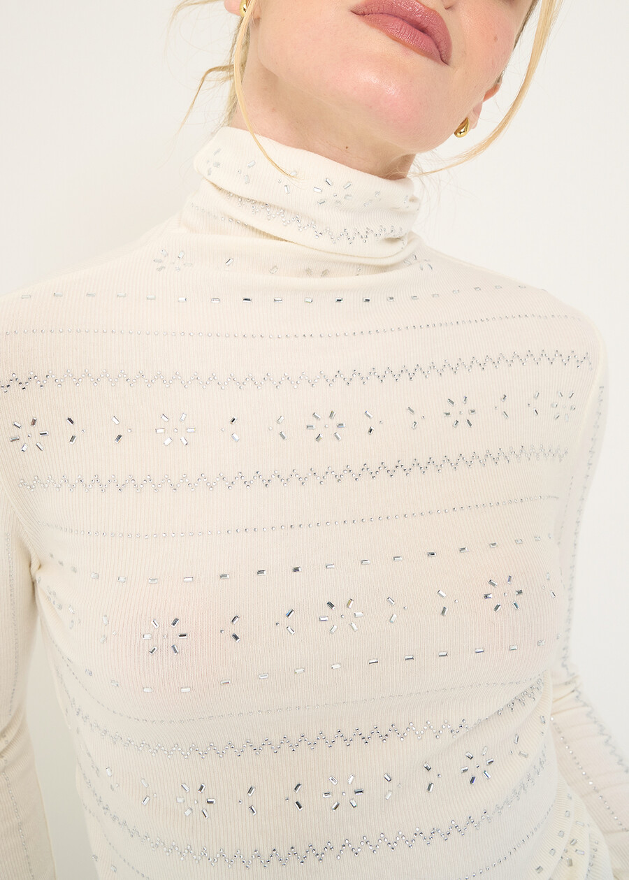 Maglia Makita a collo alto con strass BEIGE LATTENERO Donna , immagine n. 2