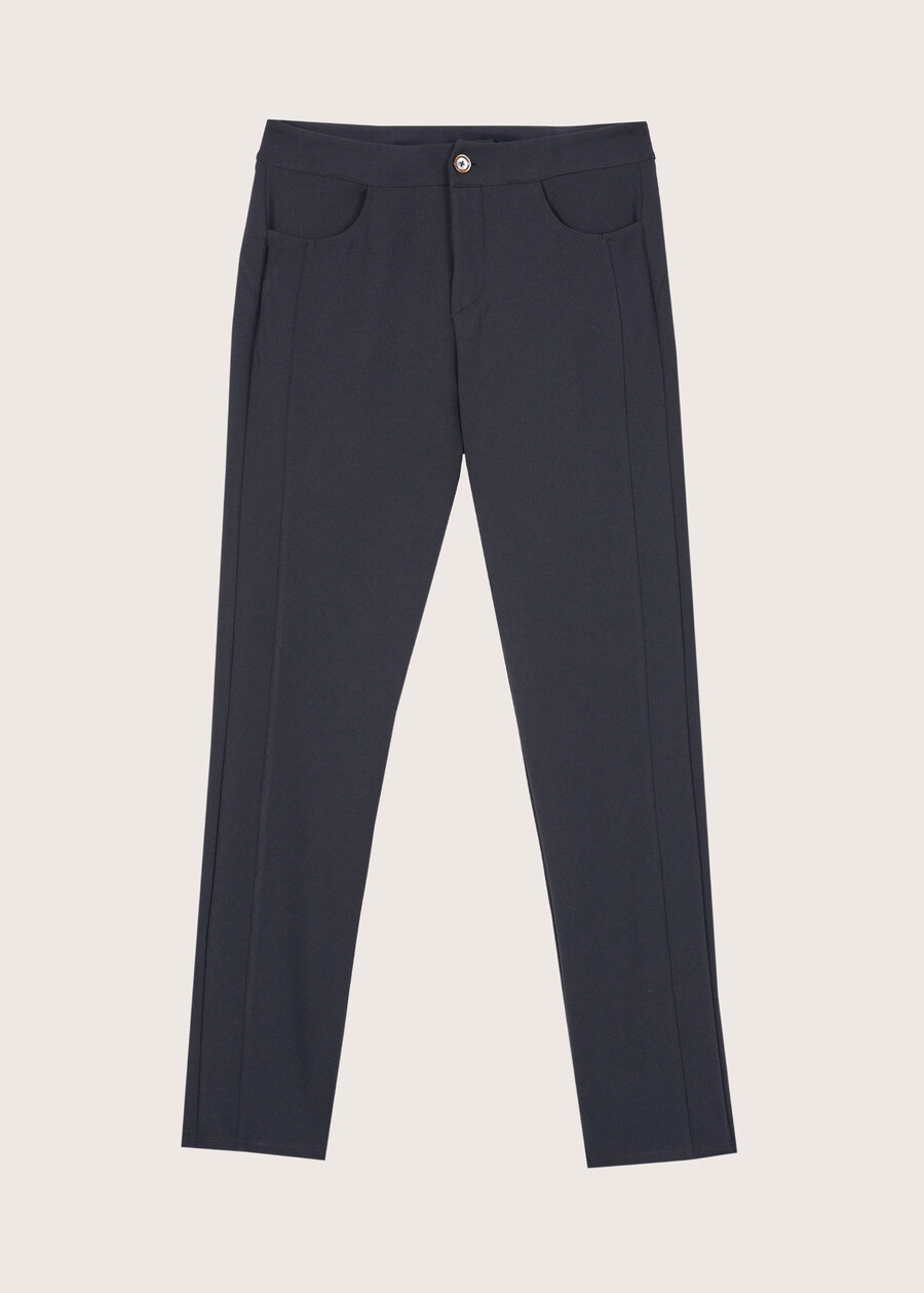 Pantalone Kate in tessuto screp NERO BLACKROSSO SYRAH Donna , immagine n. 5
