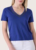 T-shirt Sali con strass BLU MEDIUM BLUEMARRONE CARAMELLO Donna immagine n. 2
