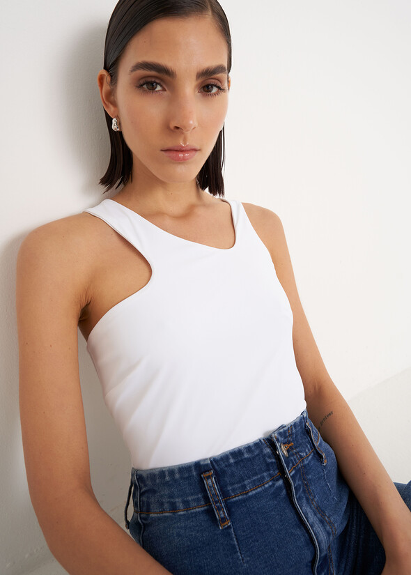 Top Tildy in jersey BIANCO WHITE Donna null