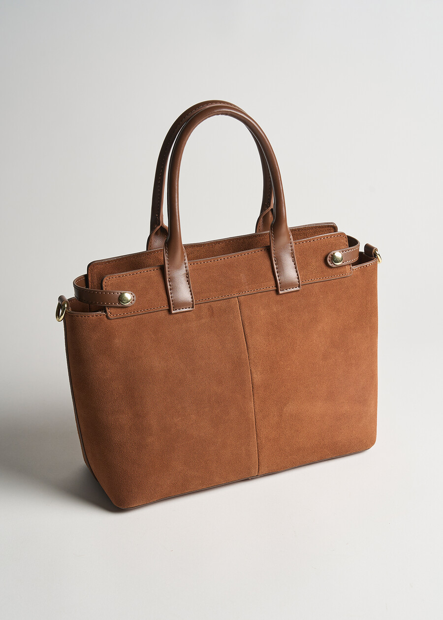 Borsa Bean camoscio e pelle MARRONE Donna , immagine n. 3