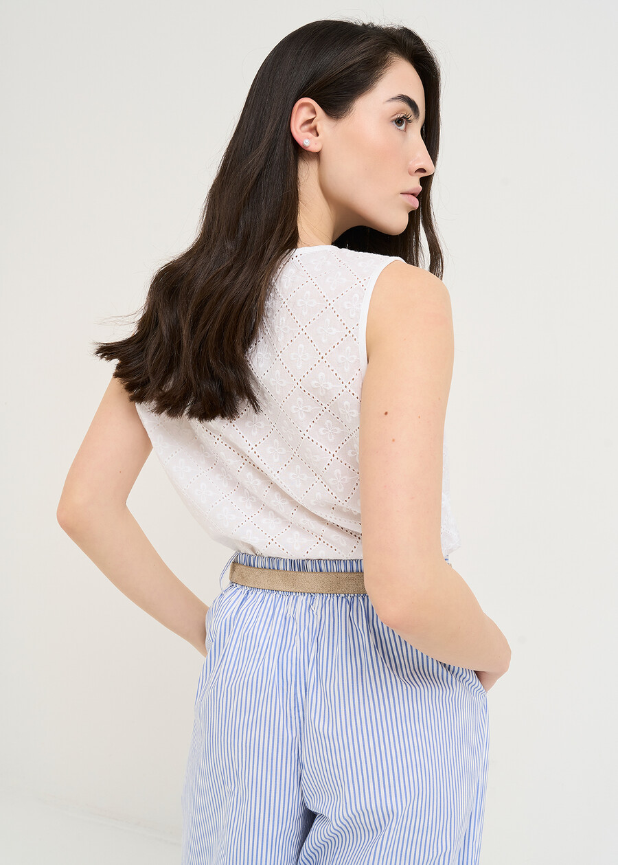 Tanya openwork cotton top BIANCO WHITE Woman , image number 3