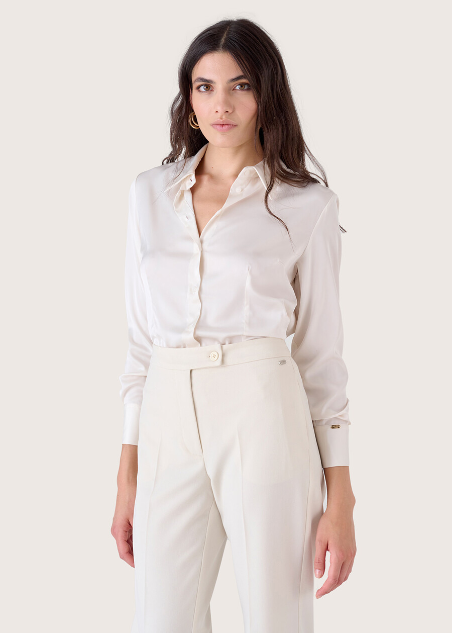 Camicia Alessia in satin BEIGE LIGHT BEIGEBEIGE LATTEMARRONE Donna , immagine n. 1