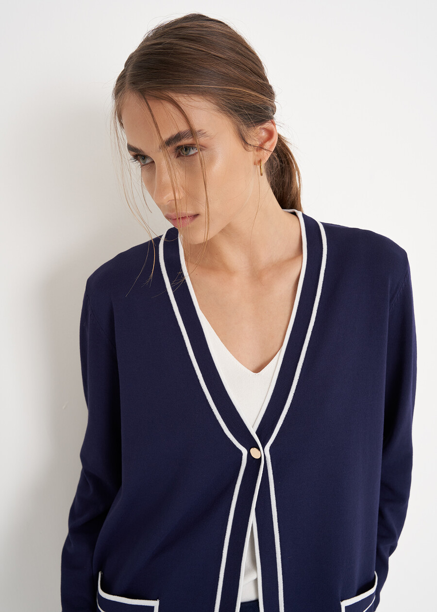 Cardigan Croxie in filo di viscosa BLU Donna , immagine n. 2
