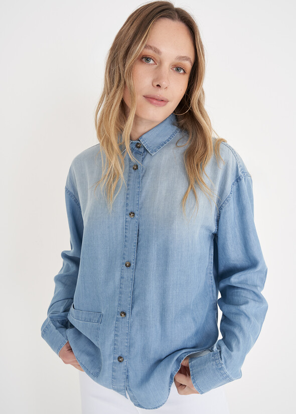 Camicetta Car 100% lyocell DENIM LIGHT DENIM Donna null